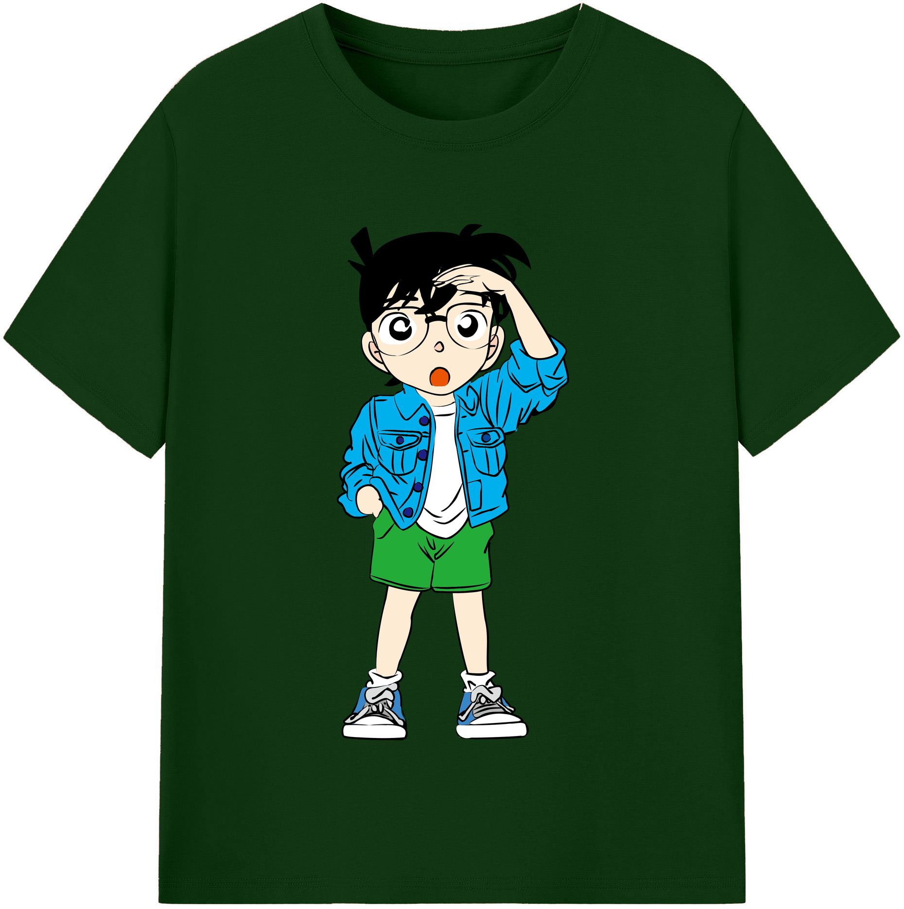 （画像用） 名探偵コナン 江戸川 コナン Detective Conan Conan Edogawa 綿100％半袖Tシャツ（フロントプリント）